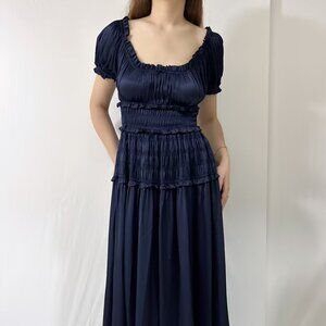 Leanne Silk Maxi Dress - Navy